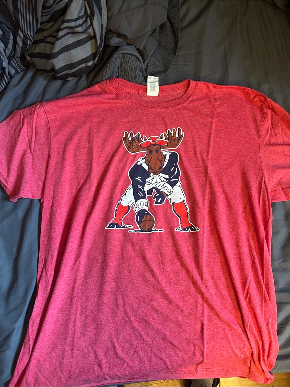 Gildan Red Short-Sleeve Tee with Moose Football Graphic